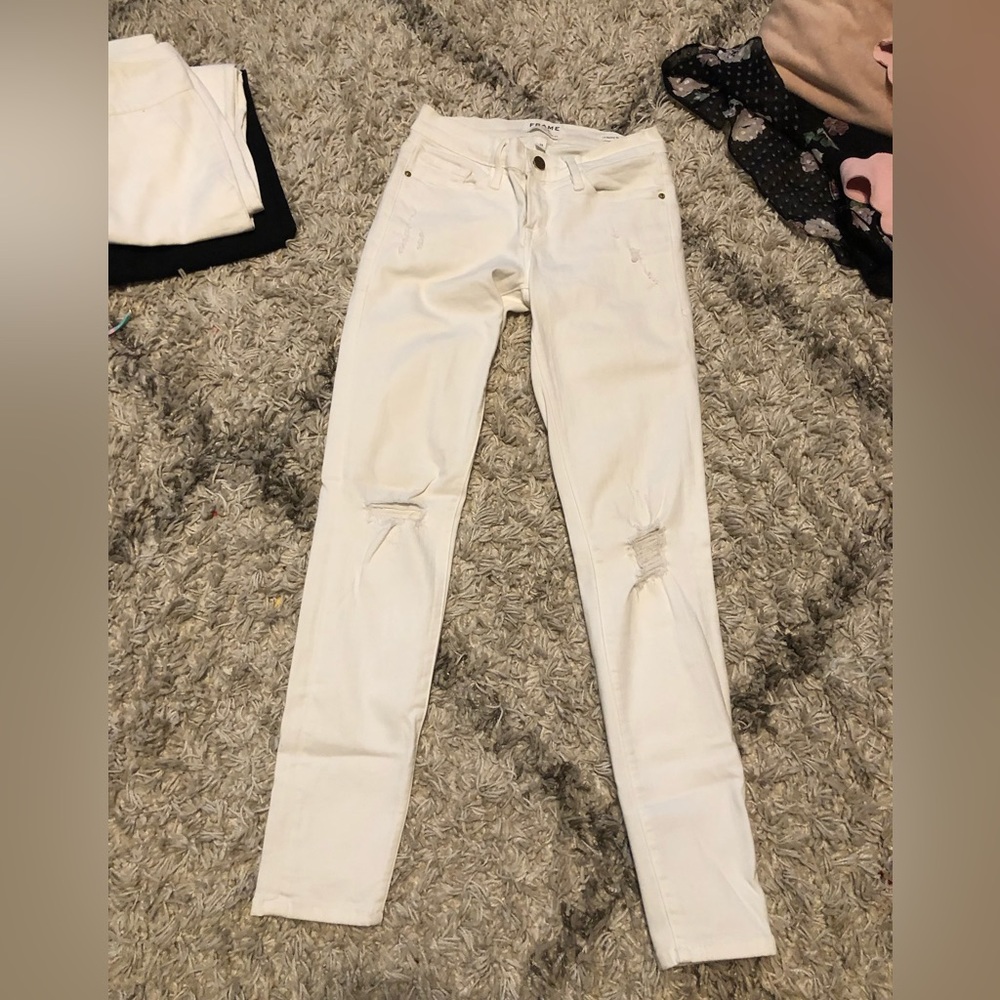 Frame Denim White Skinny Jean 24 Lilac Blanc